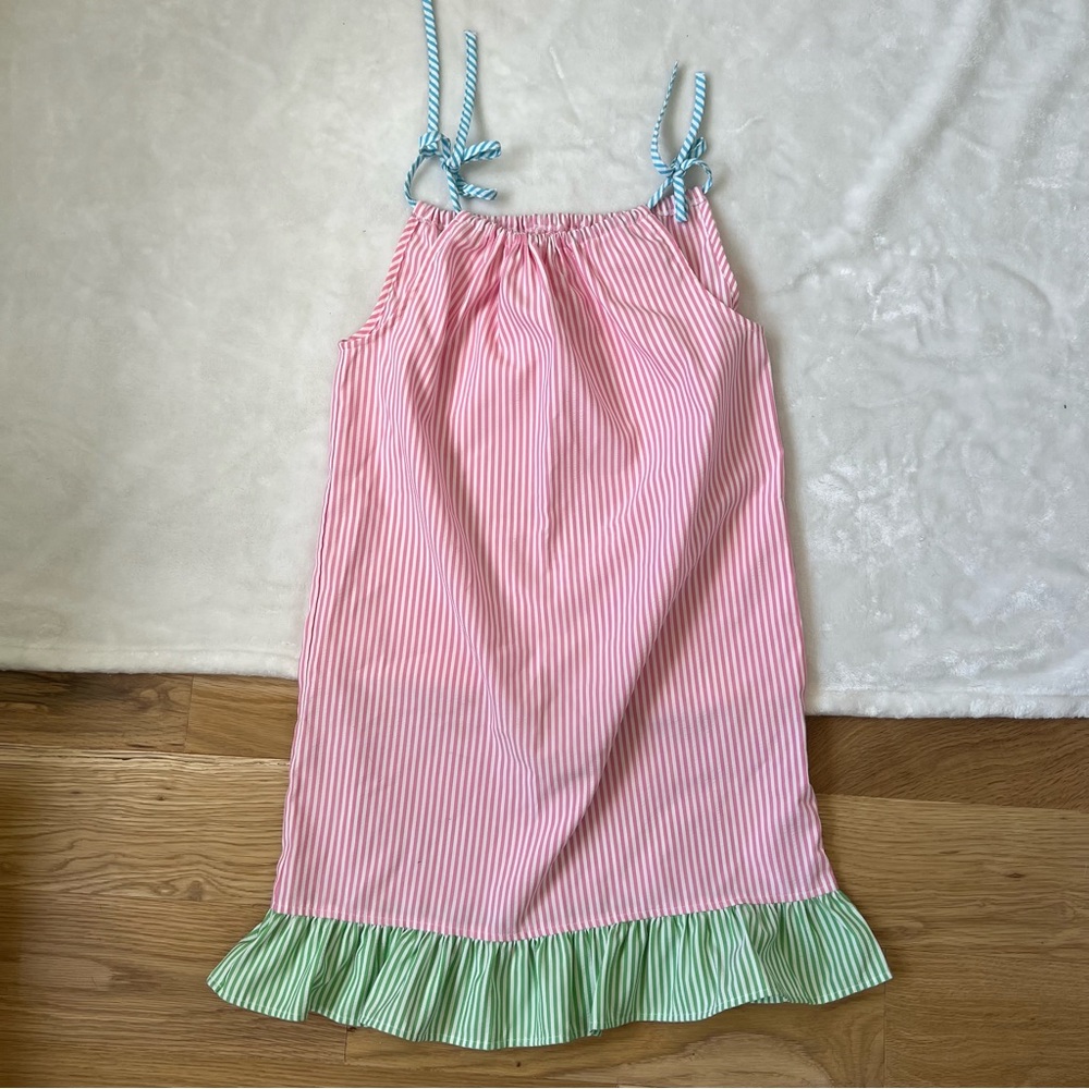 Kelly's Kids Seersucker Dress 14 pink blue green Xl summer bright colorful - Picture 3 of 7